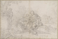 D 005
<br/>
Engelen spijzigen de Heilige Familie op de vlucht naar Egypte
<br/>
<em>Ferri, Ciro (1633-1689)</em>